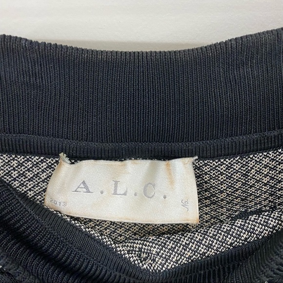 ALC Black White Geometric Knit Bodycon Mini-Skirt Size Large - Picture 7 of 8